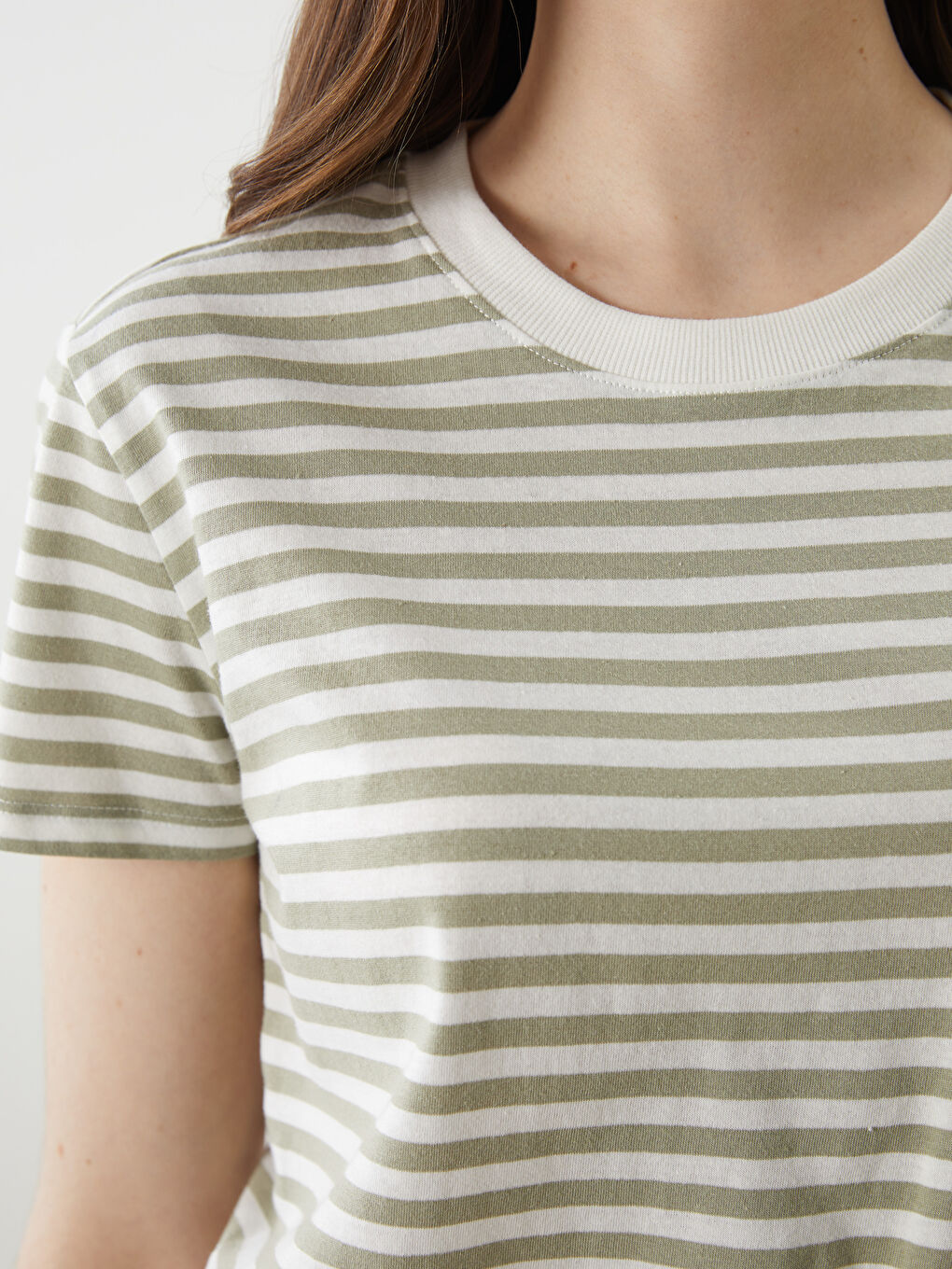 Crew Neck Striped Jersey Striped Women's T-Shirt -S5IQ98Z8-LFT