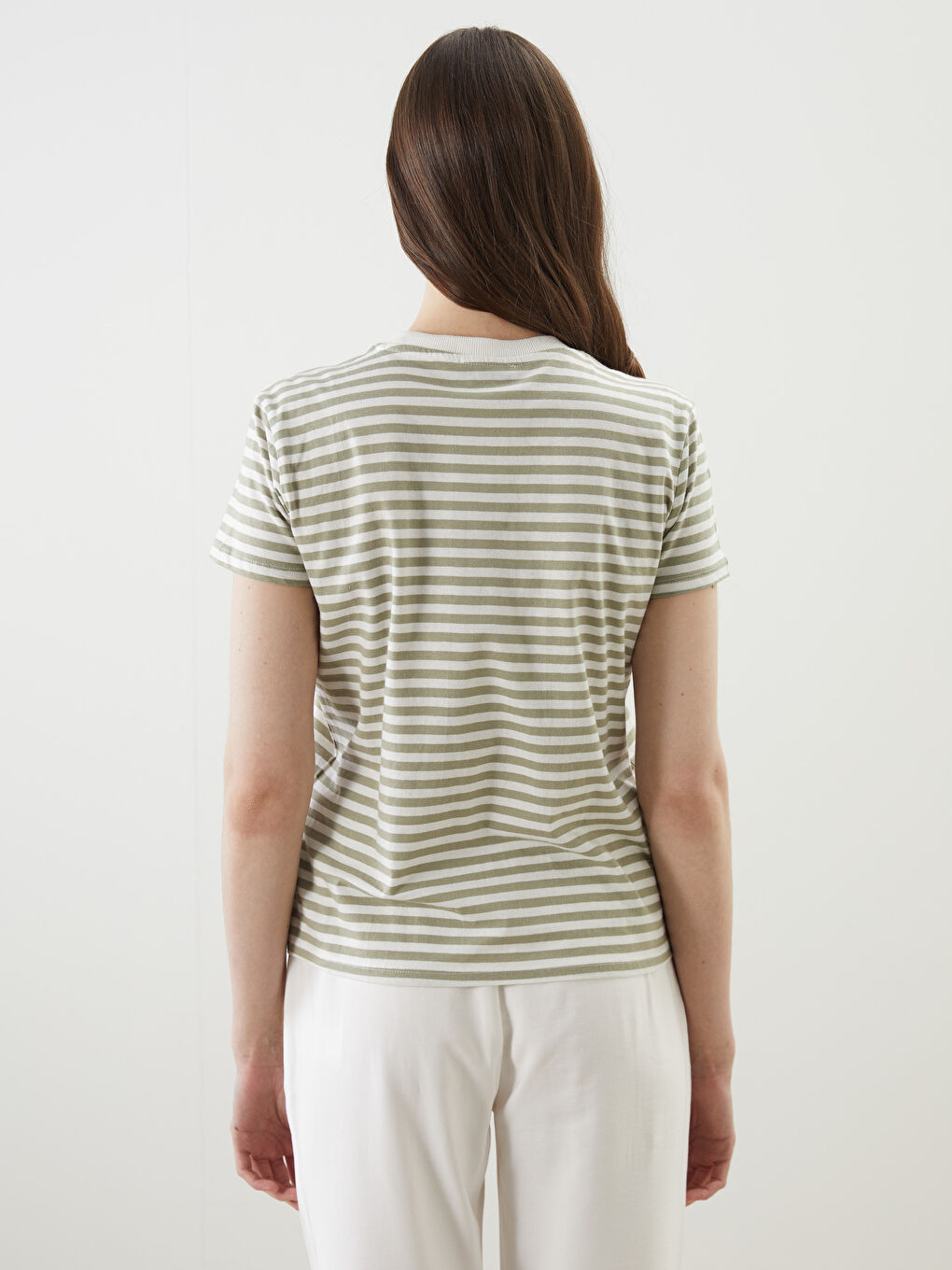 Crew Neck Striped Jersey Striped Women's T-Shirt -S5IQ98Z8-LFT