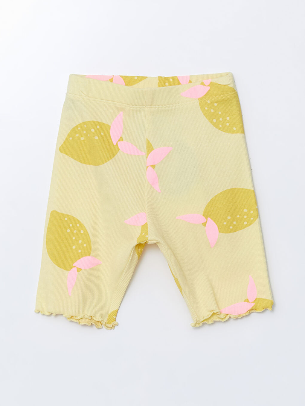 Sarı Beli Lastikli Baskılı Kız Çocuk Tayt