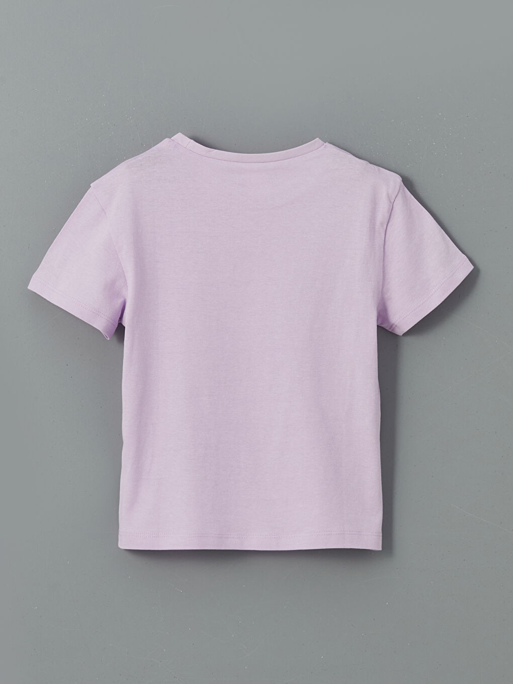 Lila Bisiklet Yaka Çiçekli Kız Çocuk Tişört-1