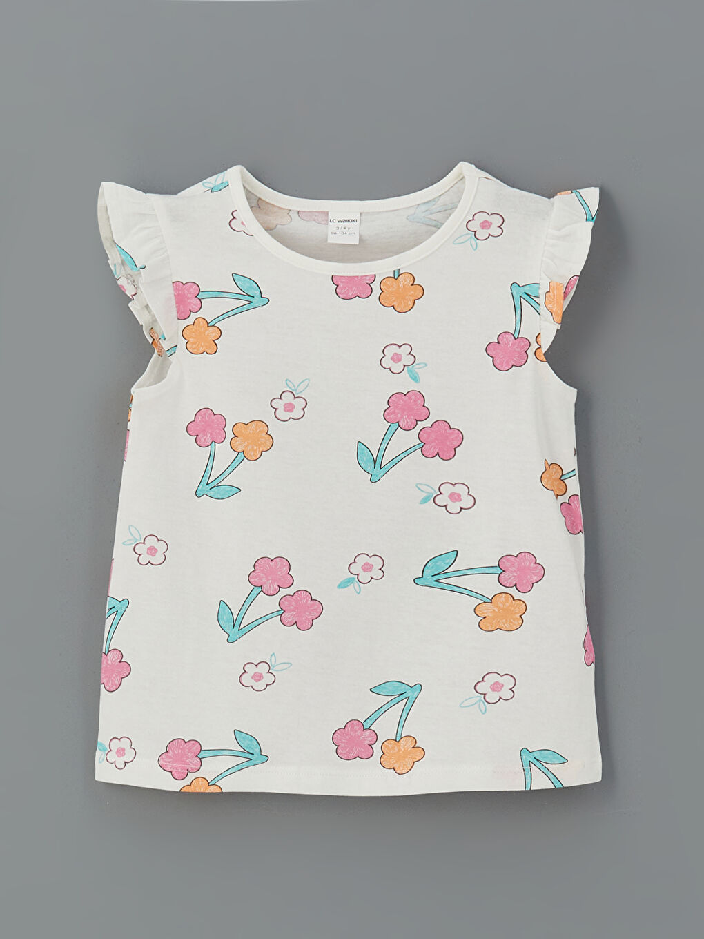 LC Waikiki Crew Neck Floral Girls' T-Shirt 2 Pack -S5IR27Z1-FLF