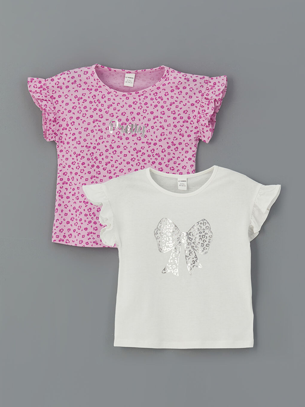 Crew Neck Printed Girls' T-Shirt 2 Pack -S5IR41Z1-R9J
