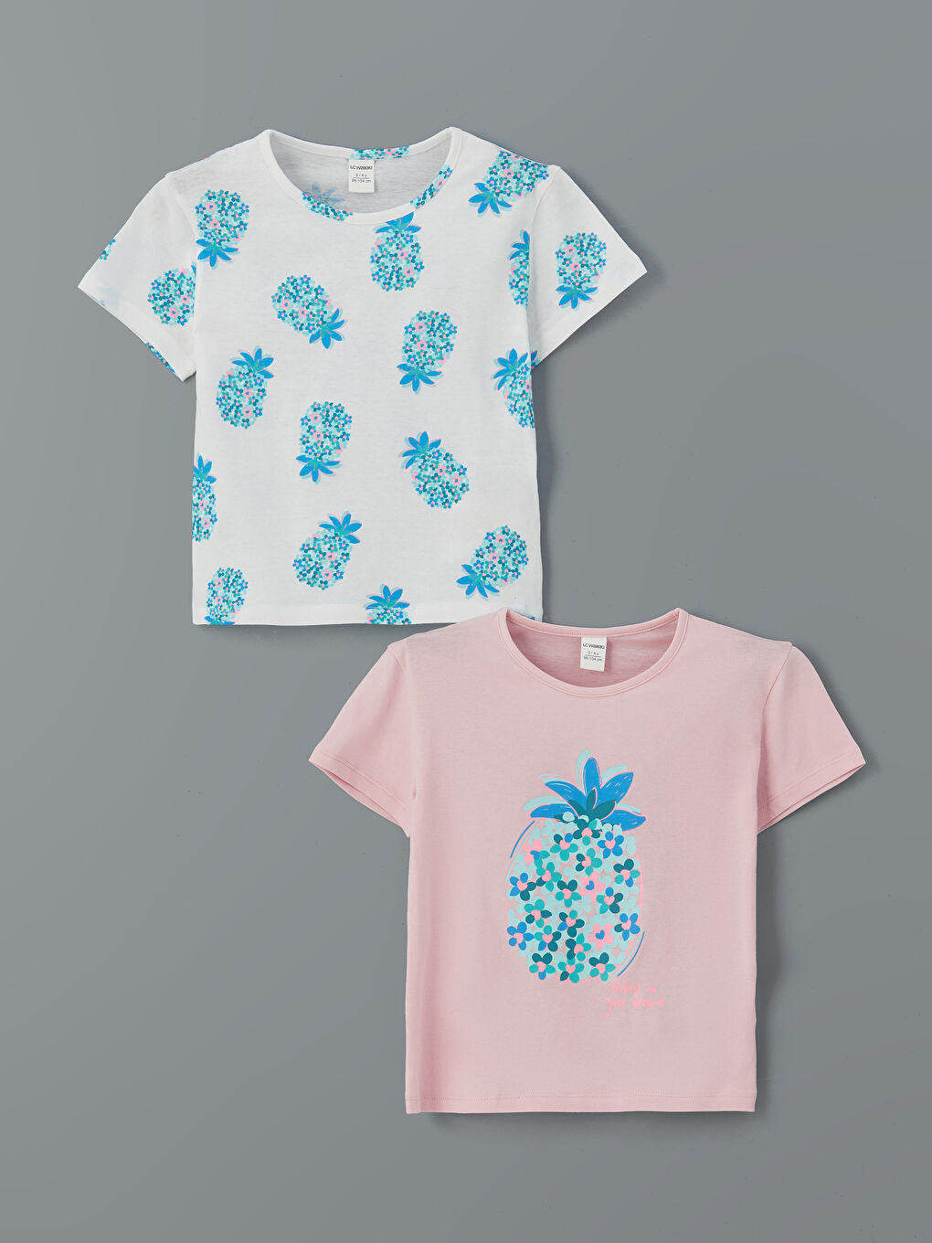 LCW Kids Crew Neck Printed Girls' T-Shirt 2 Pack -S5IR47Z1-QWL