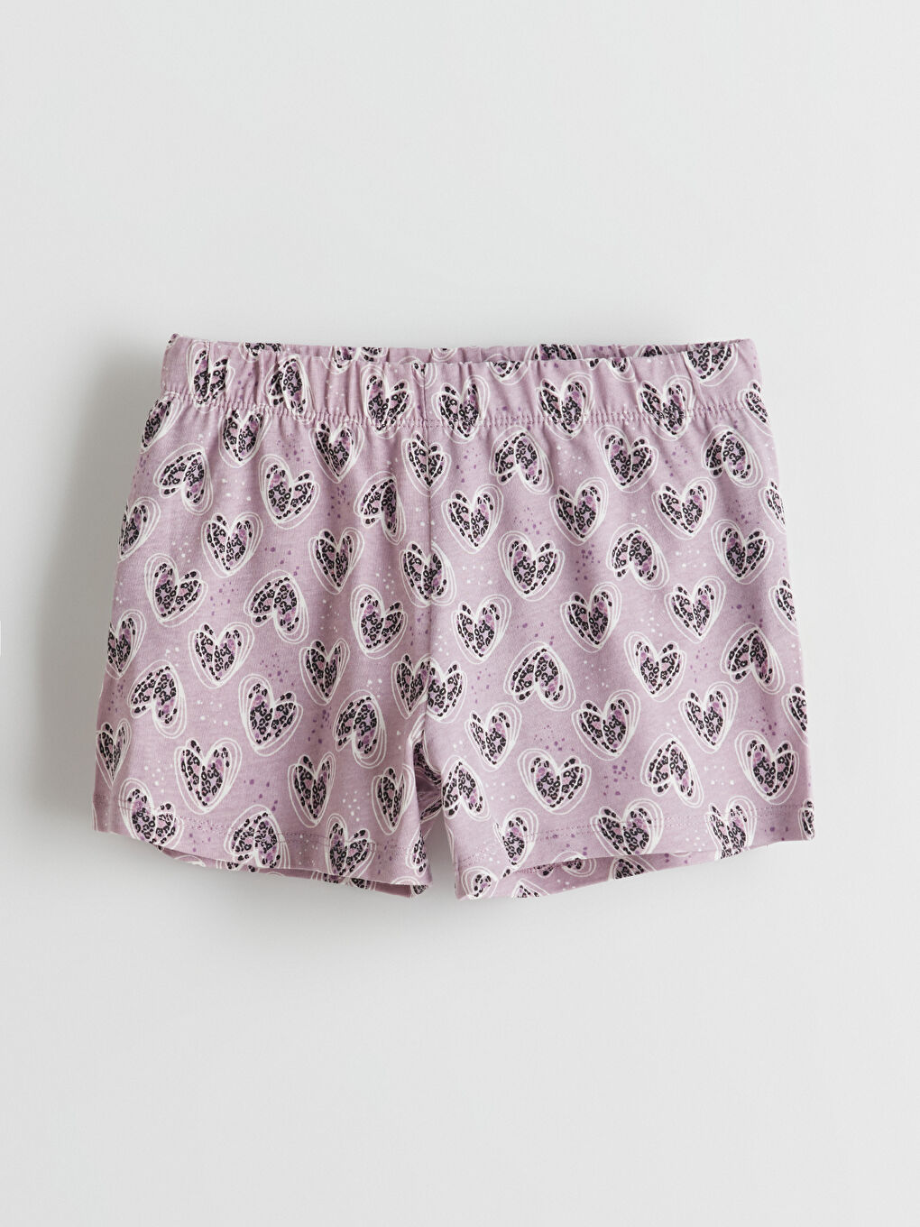 Lila Kalp Baskılı Kız Çocuk Şort Pijama Altı