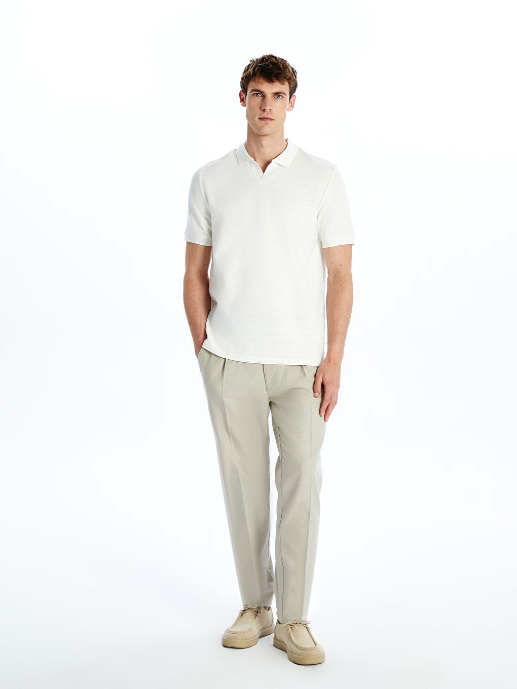 Standard Fit Dobby Fabric Men's Trousers