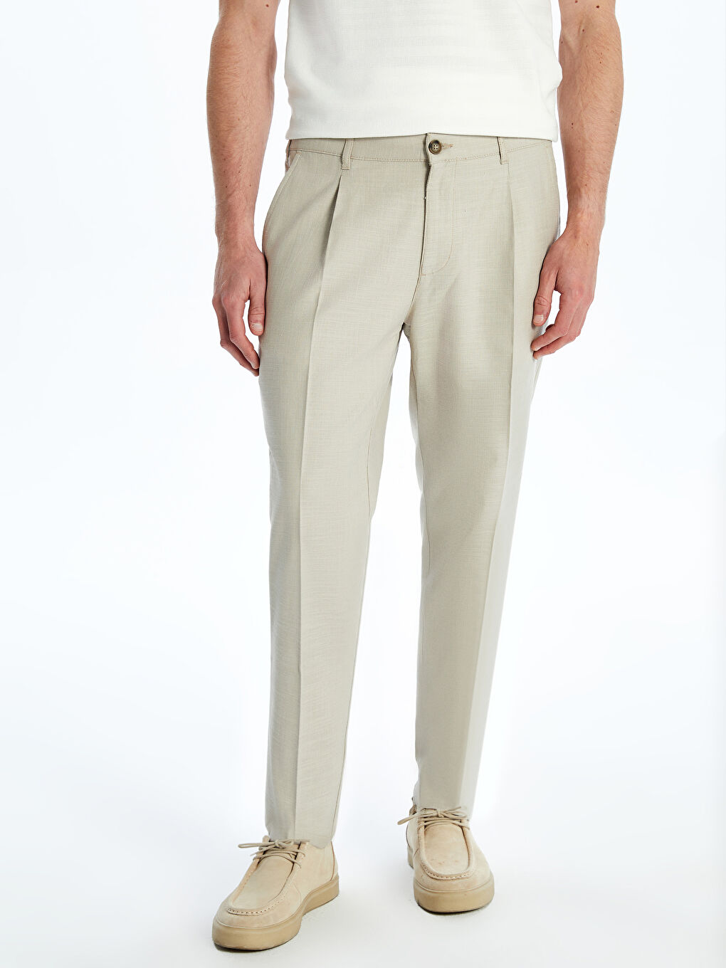 Standard Fit Dobby Fabric Men's Trousers-1
