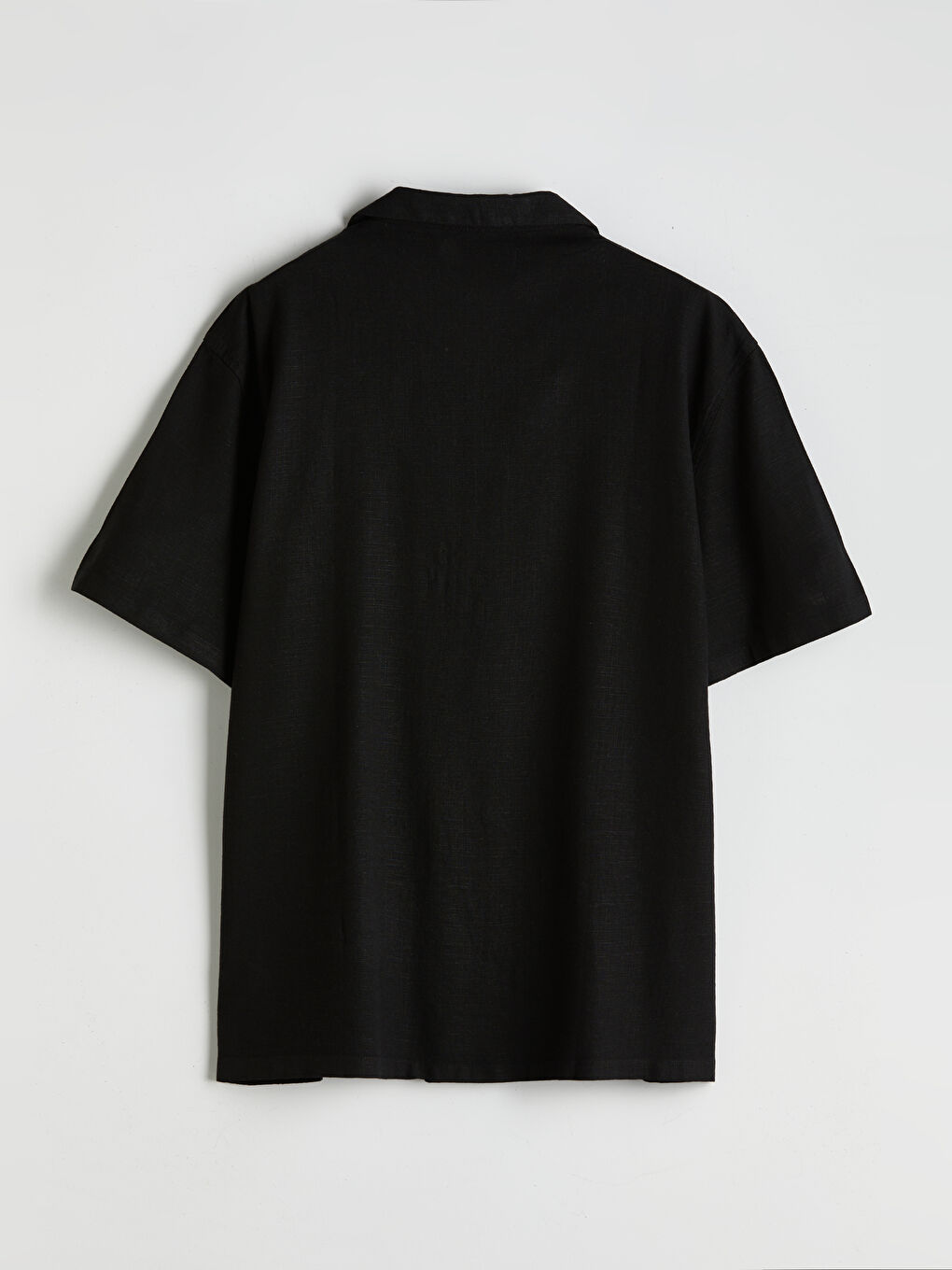 قميص رجالي كم قصير بقماش خليط كتان بقصة عادية-5