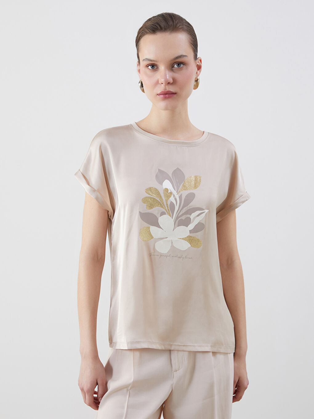 Crew Neck Printed Women's T-Shirt -S5IS13Z8-FWZ