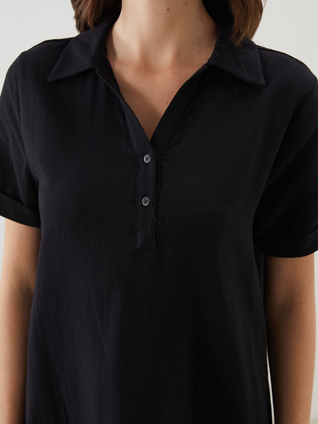 Shirt Collar Muslin Women’S Dress -S5IS22Z8-CVL