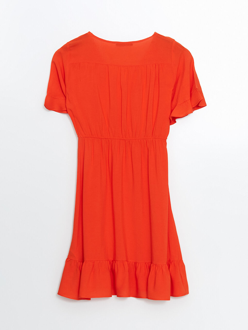 Turuncu Kruvaze Yaka Elbise-5