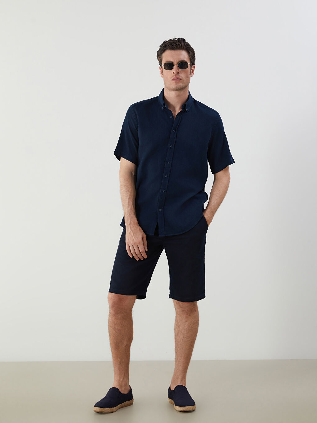 Regular Fit Linen-Look Men's Shorts -S5IS30Z8-RFH