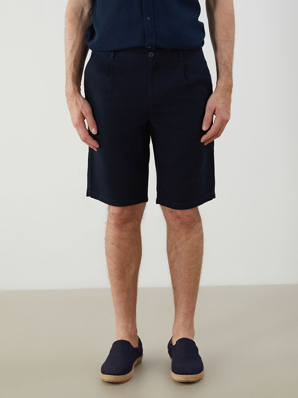 Regular Fit Linen-Look Men's Shorts -S5IS30Z8-RFH