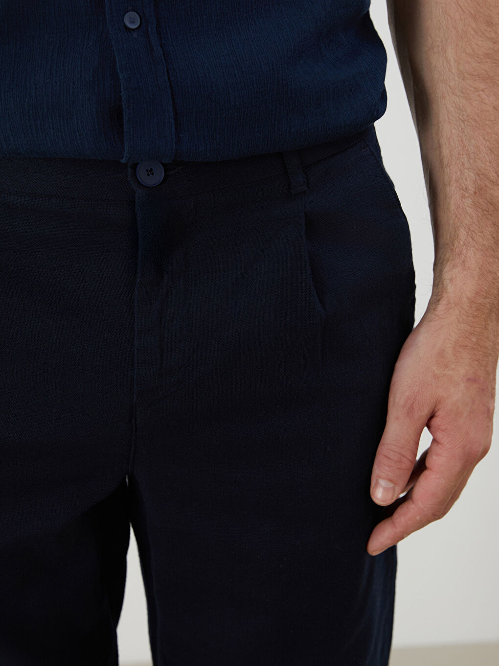Regular Fit Linen-Look Men's Shorts -S5IS30Z8-RFH