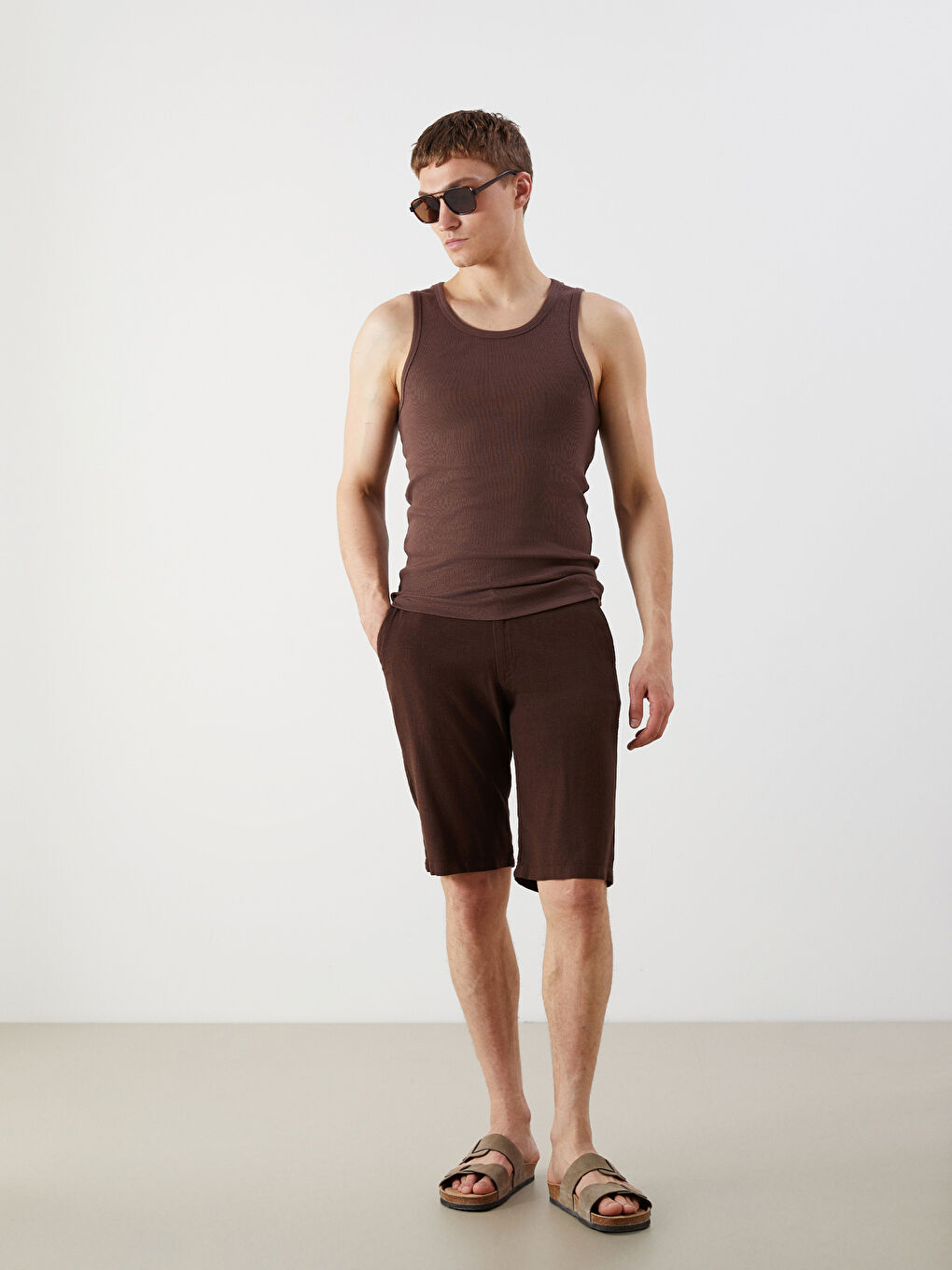 Regular Fit Linen-Look Men's Shorts -S5IS31Z8-Z04