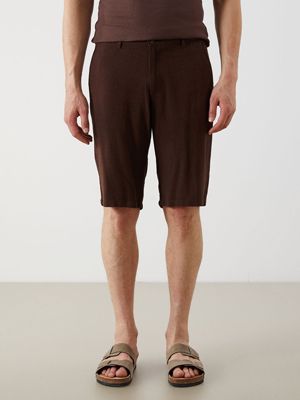 Regular Fit Linen-Look Men's Shorts -S5IS31Z8-Z04