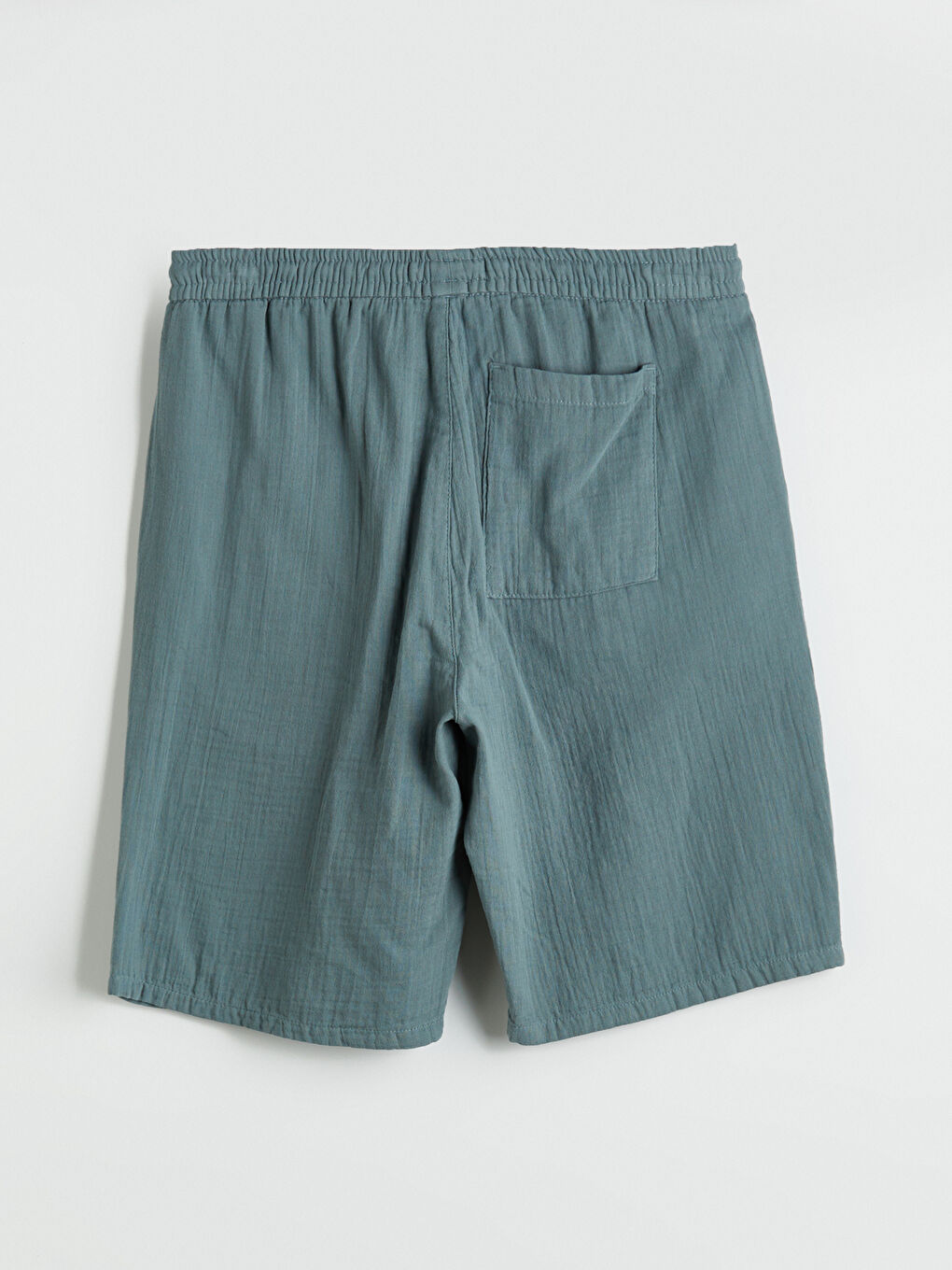 Petrol Slim Fit Beli Bağlama Detaylı Erkek Şort-9