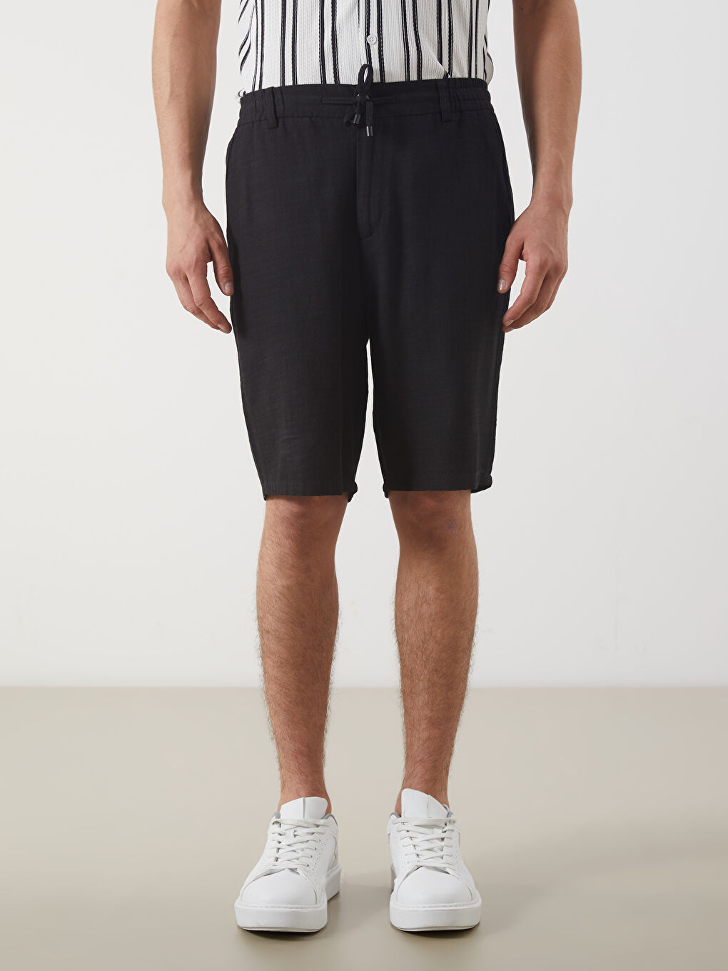 Regular Fit Linen-Look Men's Shorts -S5IS34Z8-CVL