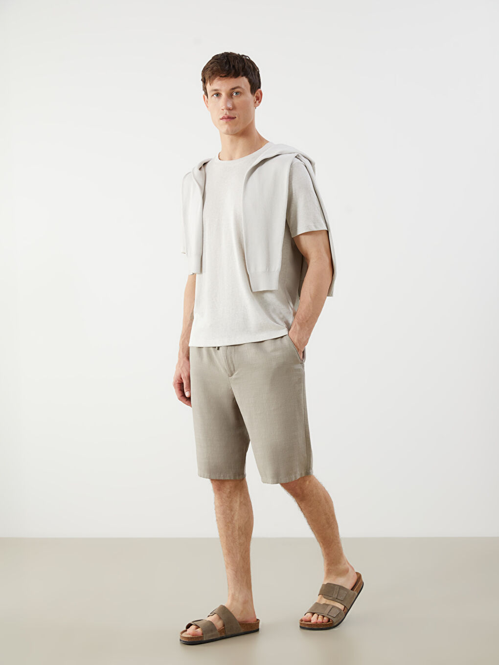 LCW Vision Regular Fit Linen-Look Men's Shorts -S5IS34Z8-DMK