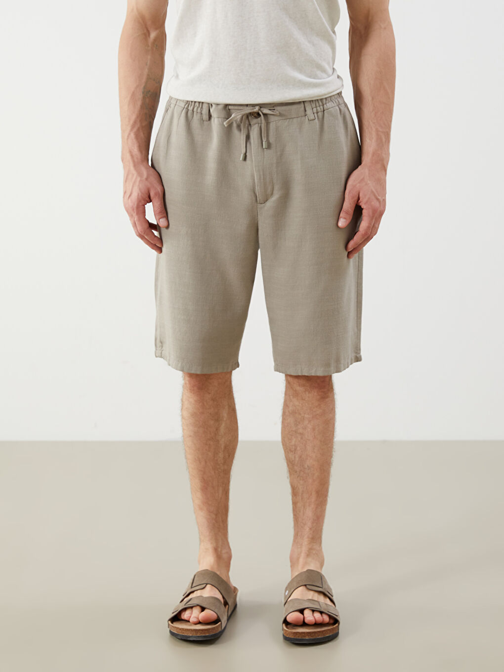 LCW Vision Regular Fit Linen-Look Men's Shorts -S5IS34Z8-DMK