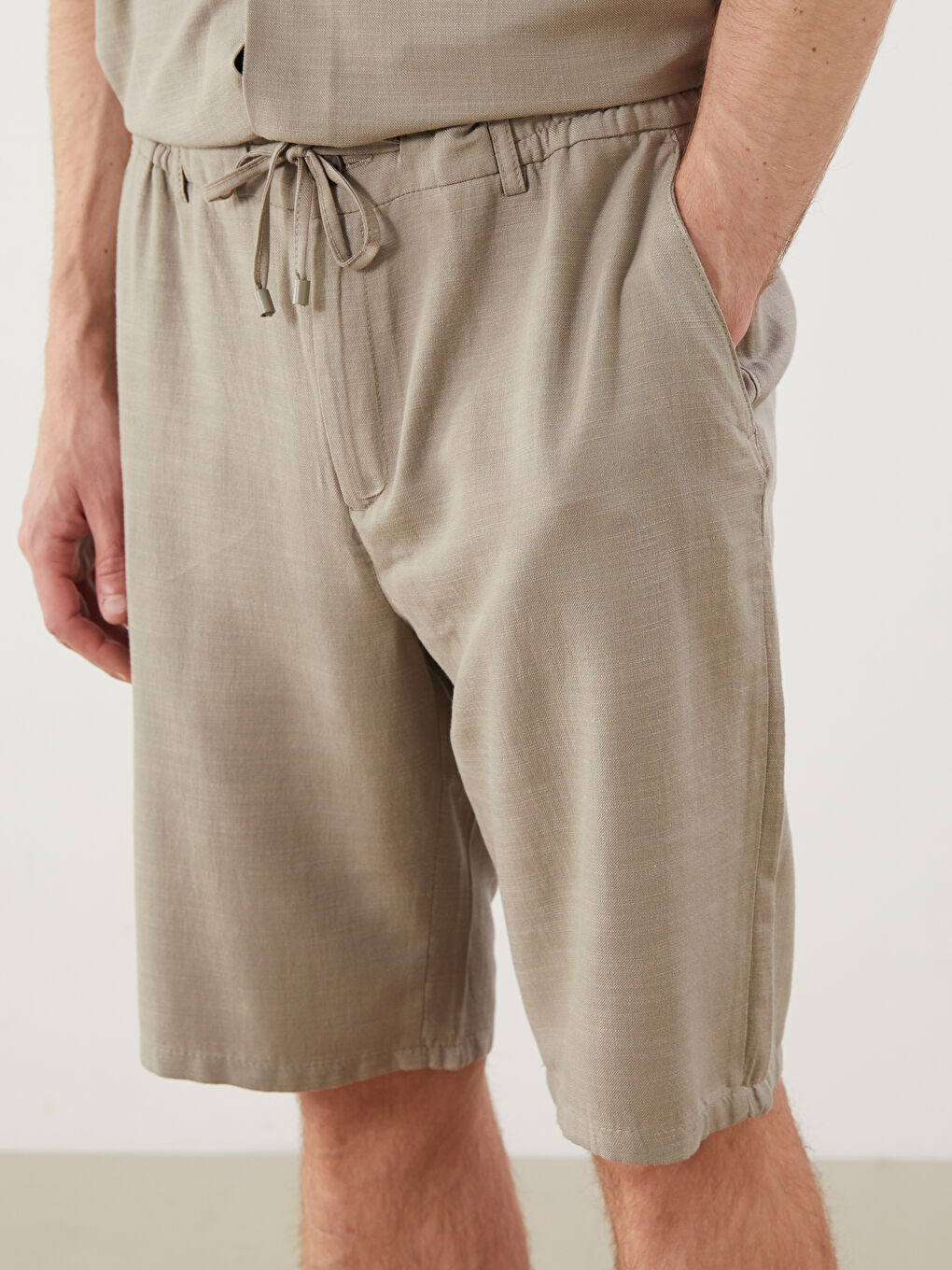 LCW Vision Regular Fit Linen-Look Men's Shorts -S5IS34Z8-DMK