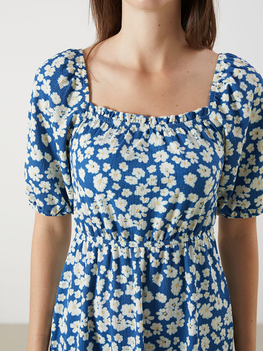Square Collar Floral Dress -S5IS46Z8-LSJ