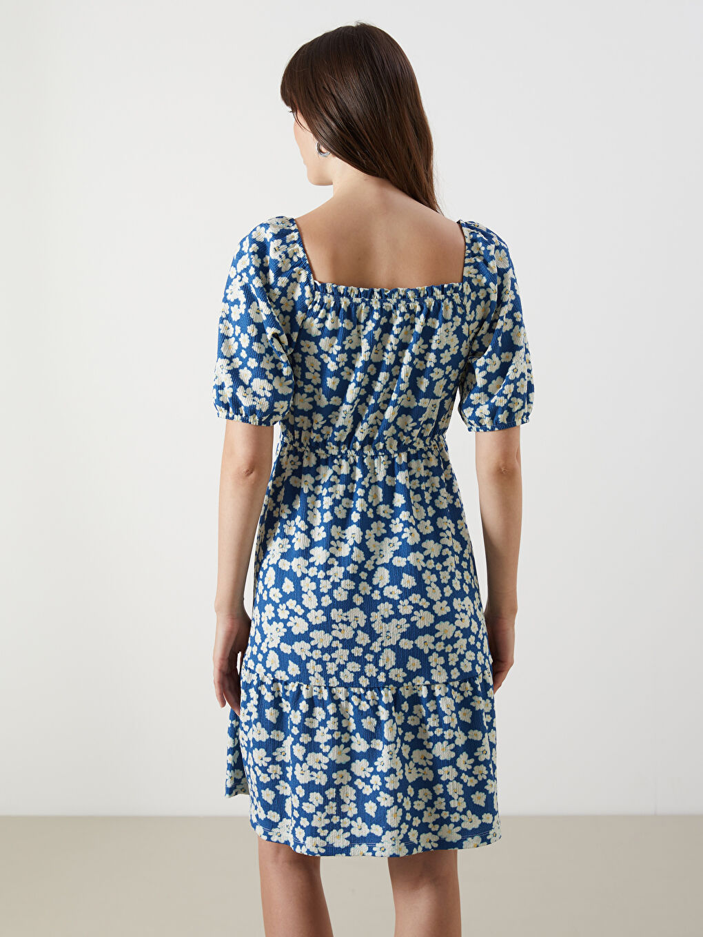 Square Collar Floral Dress -S5IS46Z8-LSJ