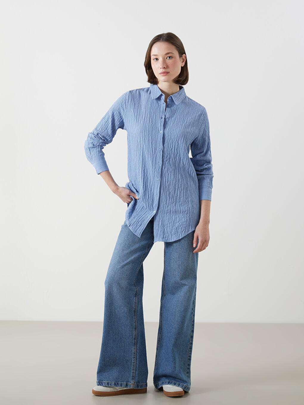 Textured Women's Shirt Tunic-1