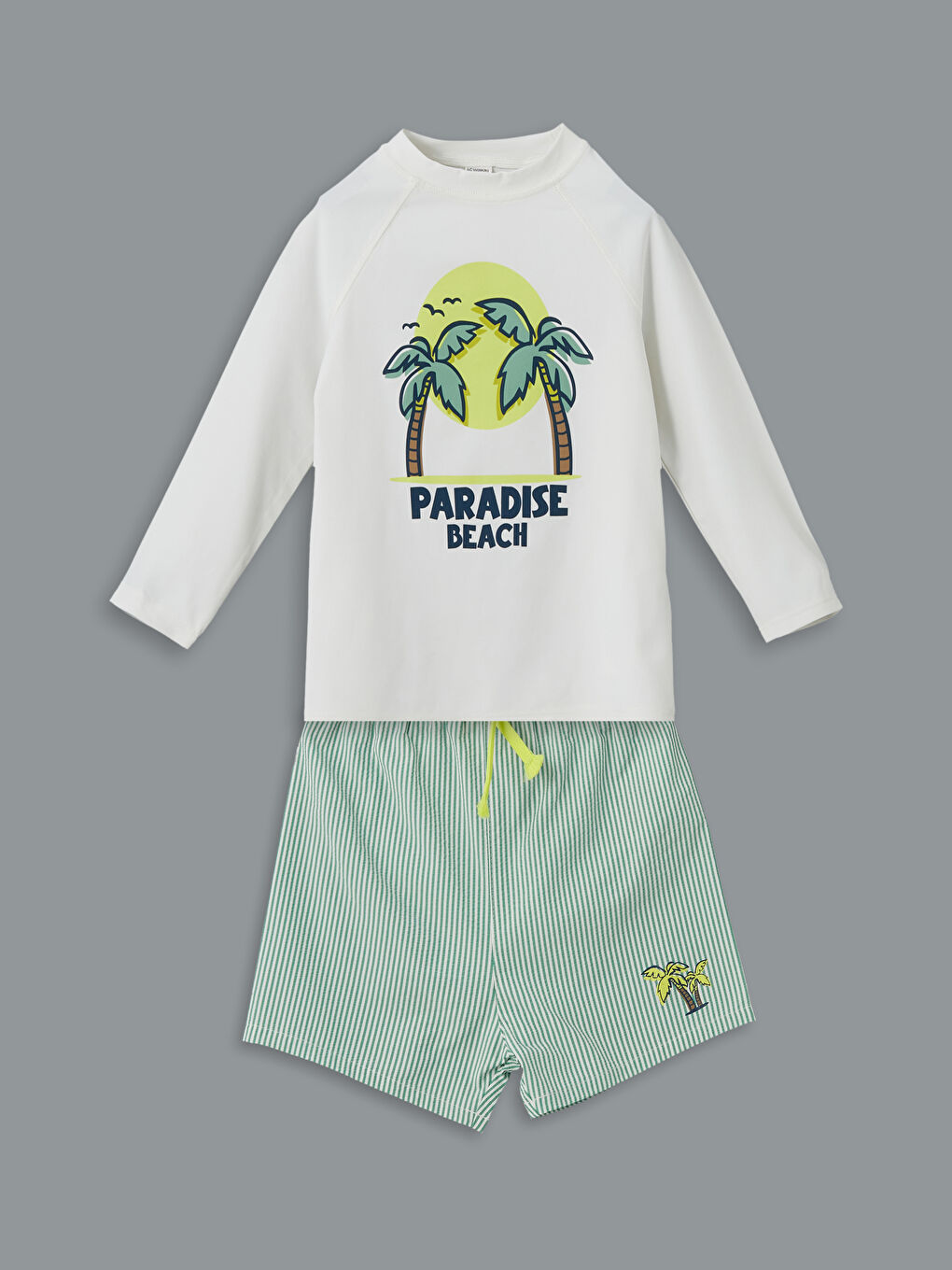 Beyaz UV Korumalı Erkek Çocuk Yüzme Takım-3