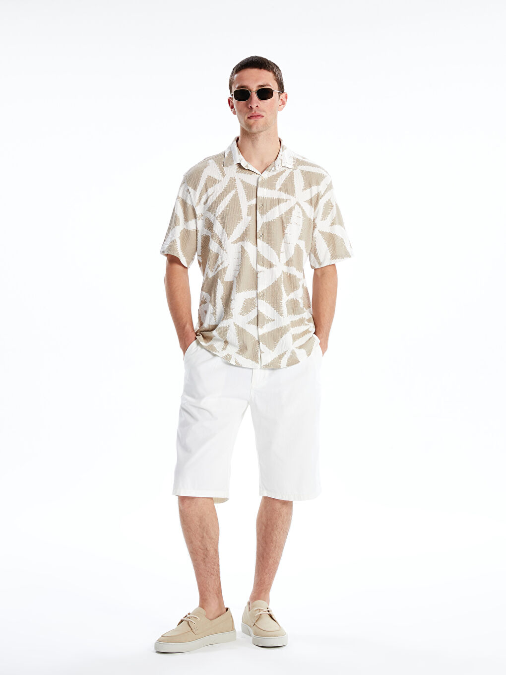 Regular Fit Short Sleeve Patterned Men's Shirt-3