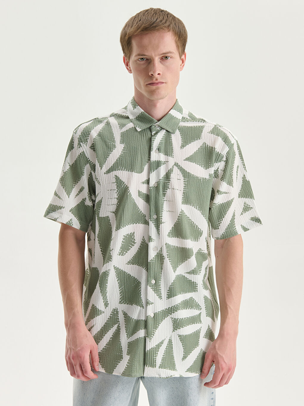 Regular Fit Short Sleeve Patterned Men's Shirt