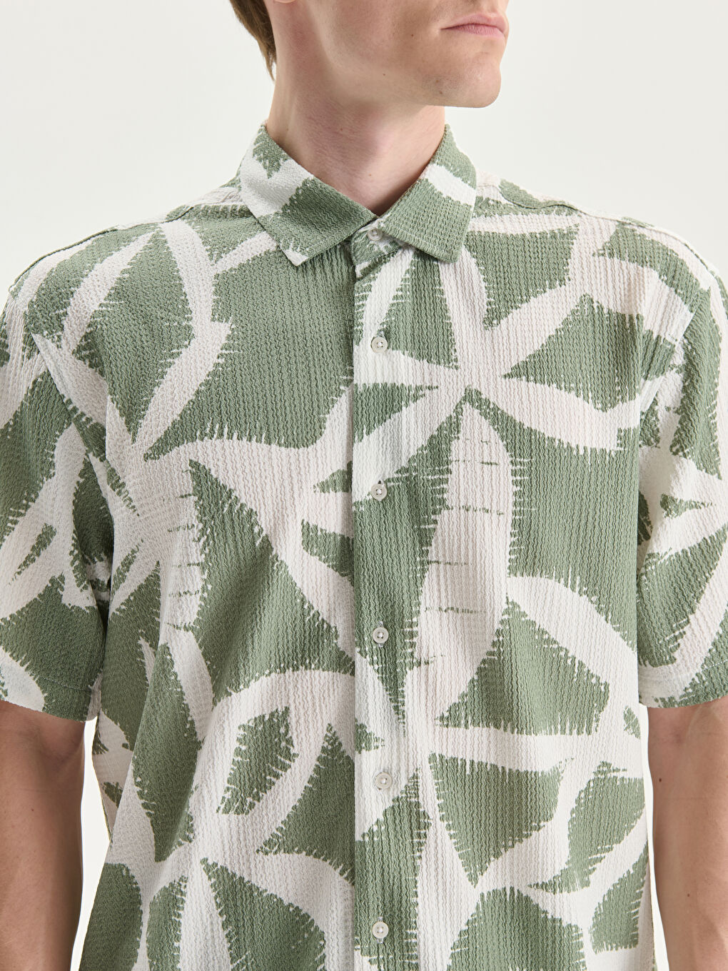 Regular Fit Short Sleeve Patterned Men's Shirt-4