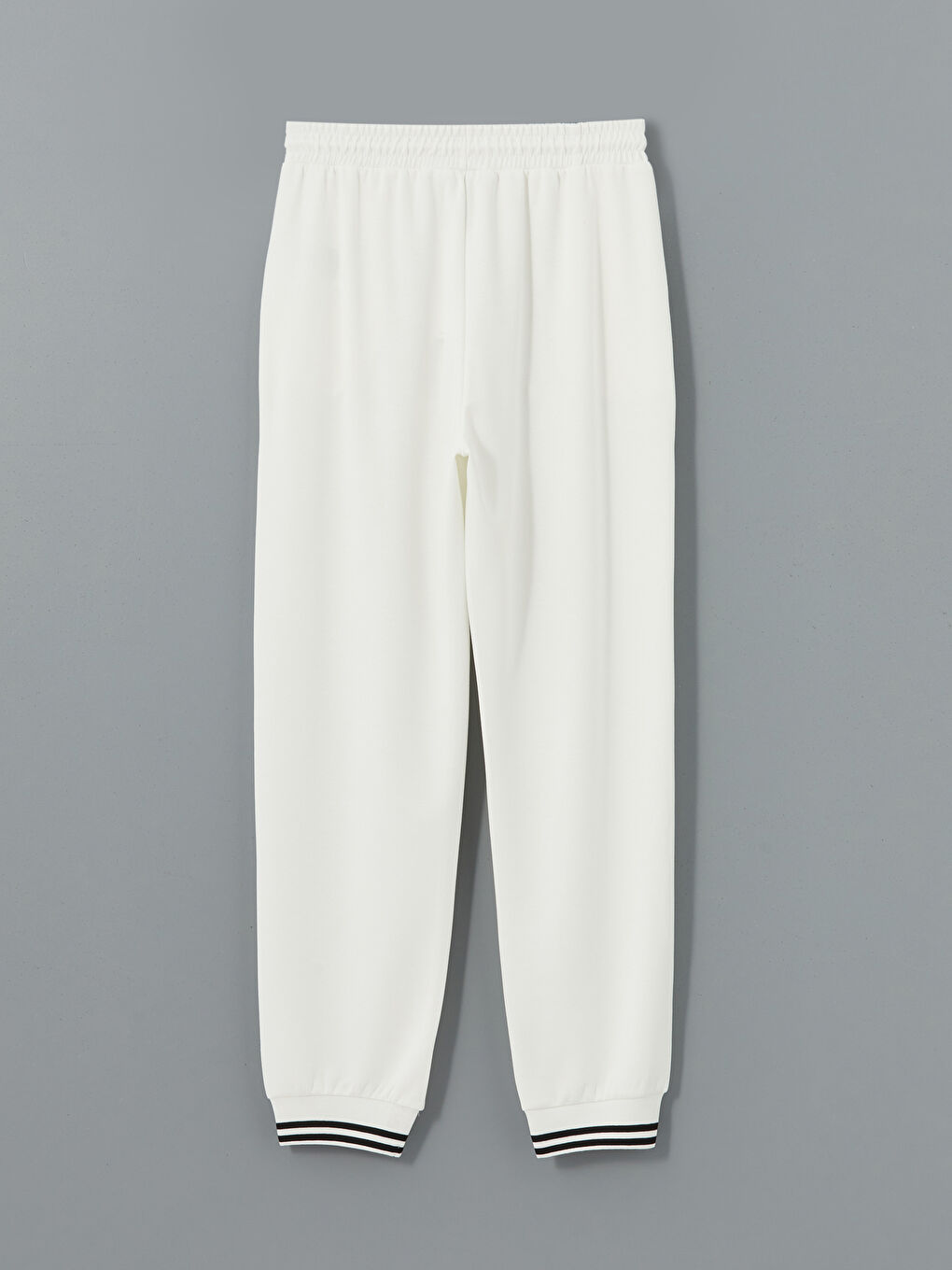 Ekru Beli Lastikli Kadın Jogger Eşofman Altı-5