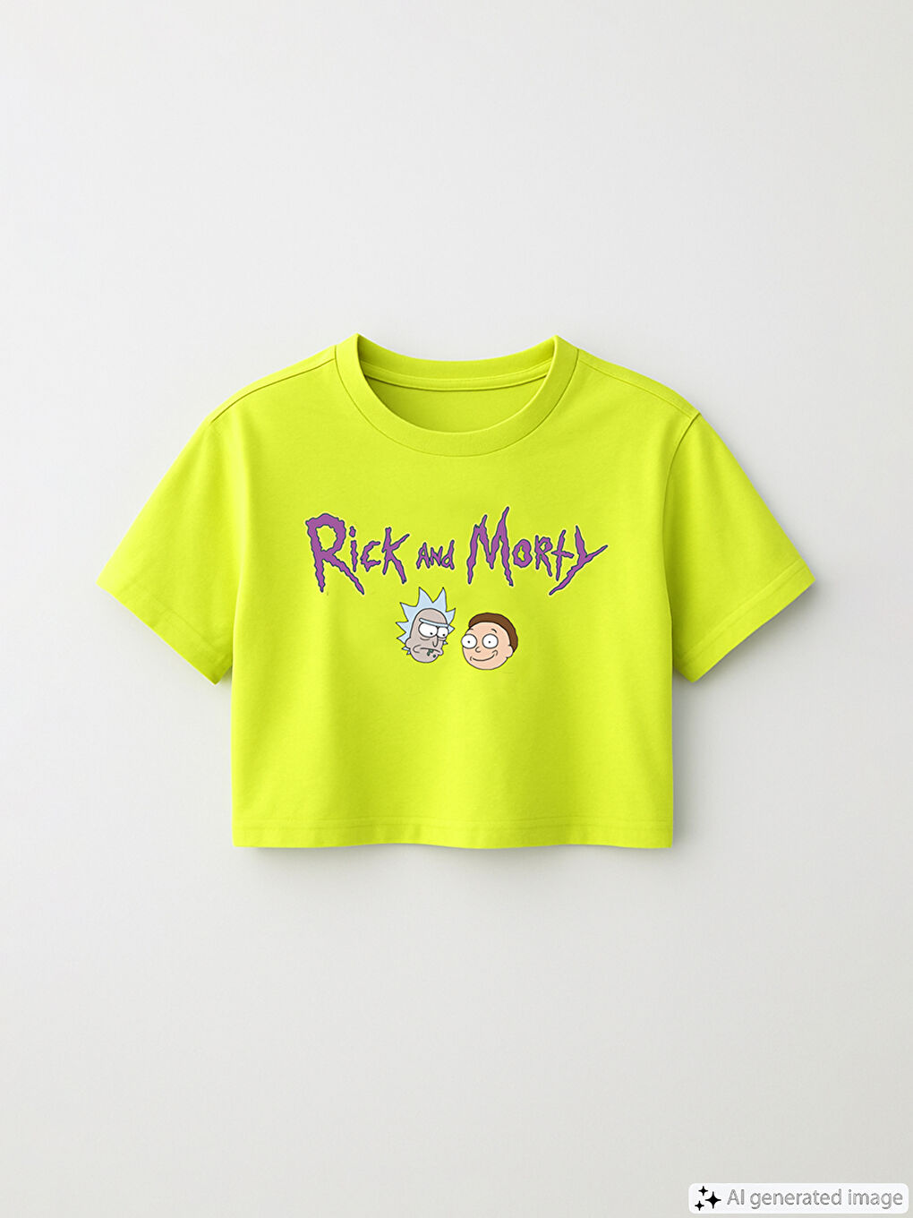 Crew Neck Rick and Morty Printed Short Sleeve Women's Crop -S5IT95Z8-FVH