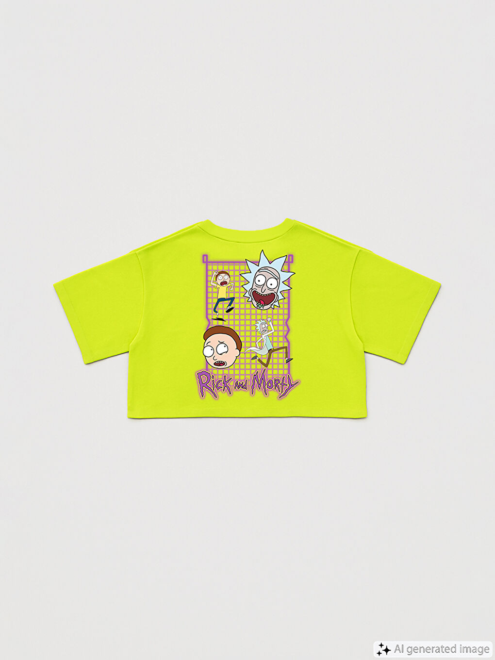 Crew Neck Rick and Morty Printed Short Sleeve Women's Crop -S5IT95Z8-FVH