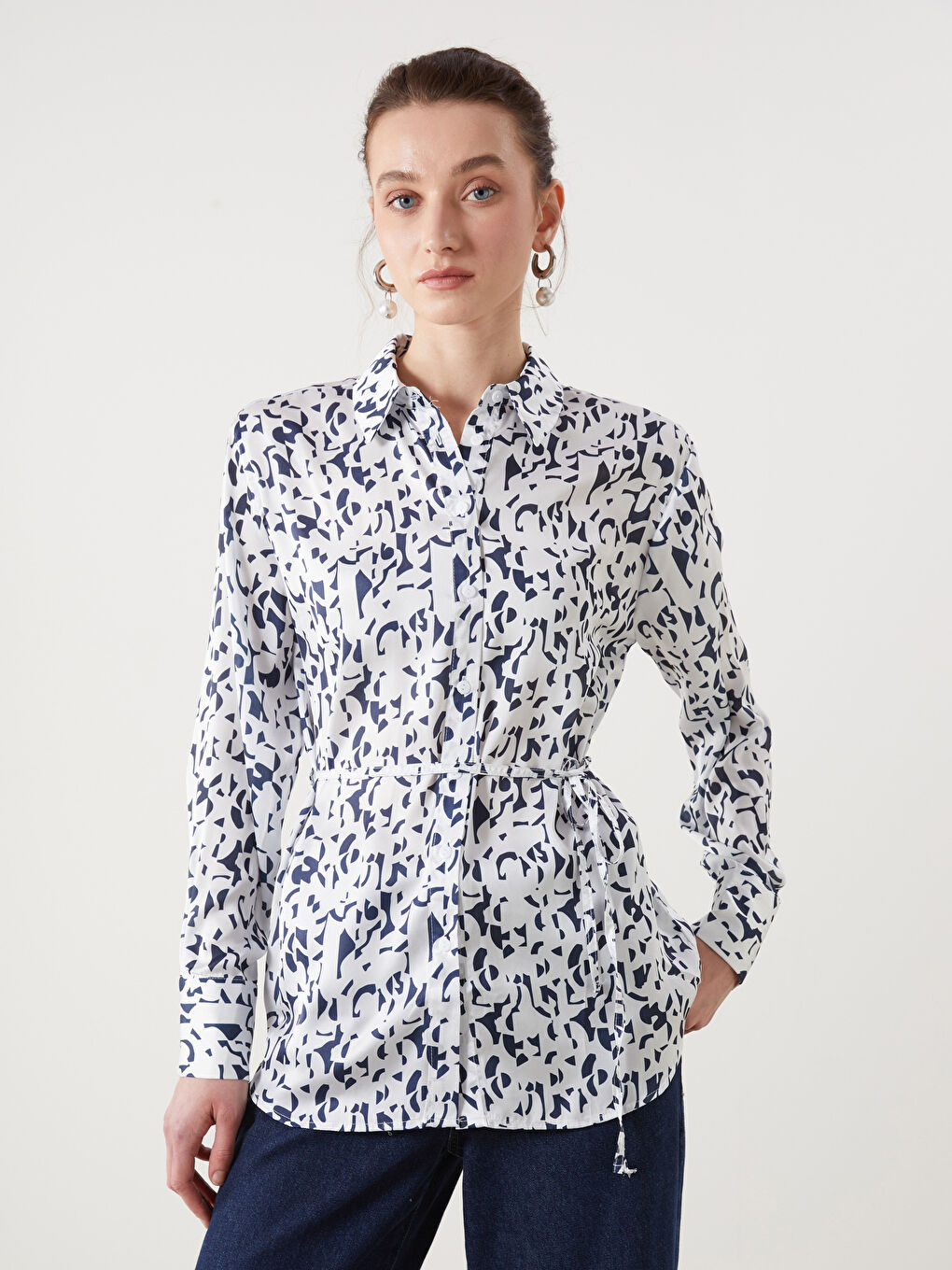 Patterned Satin Women's Shirt