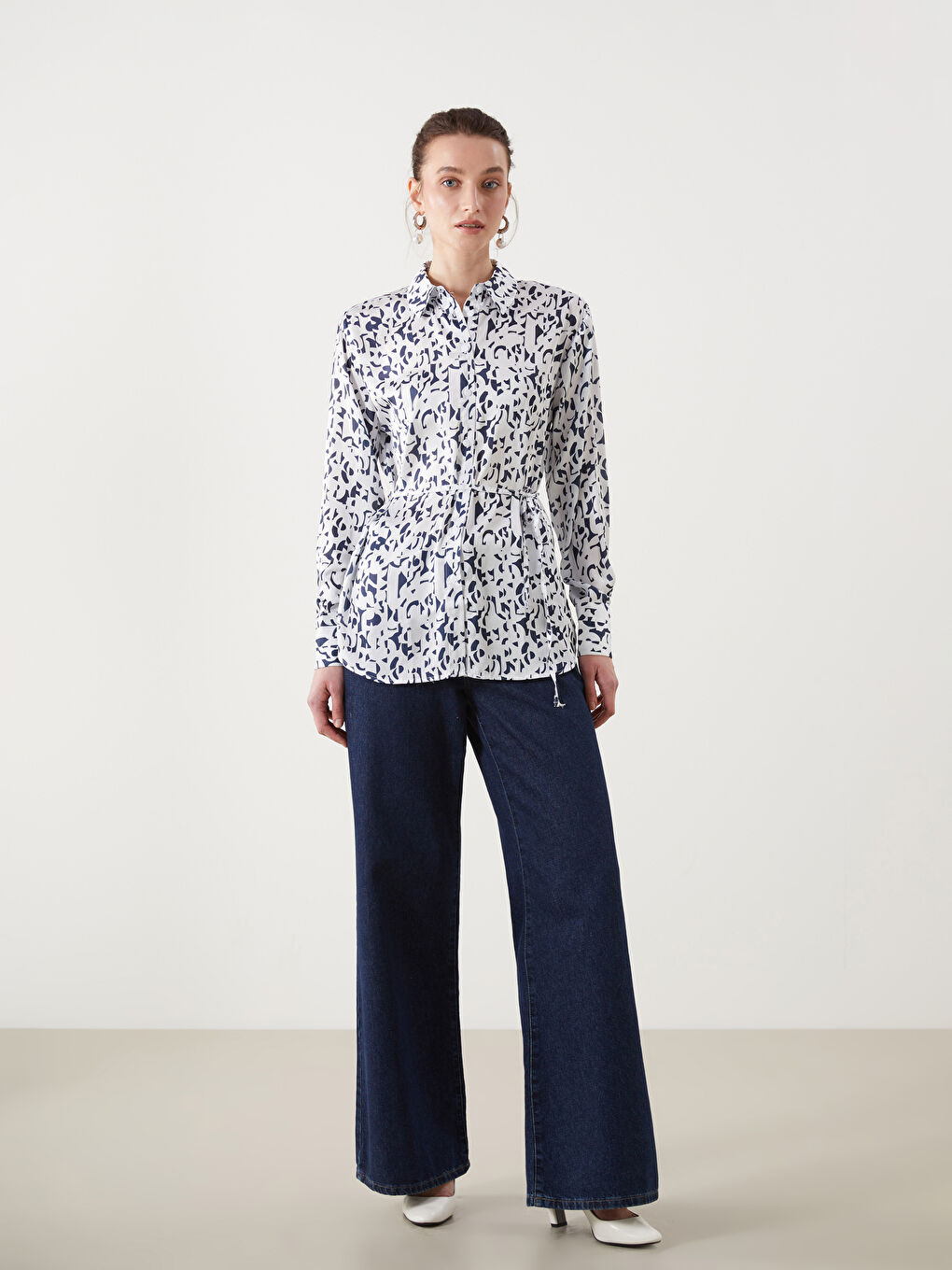 Patterned Satin Women's Shirt-1