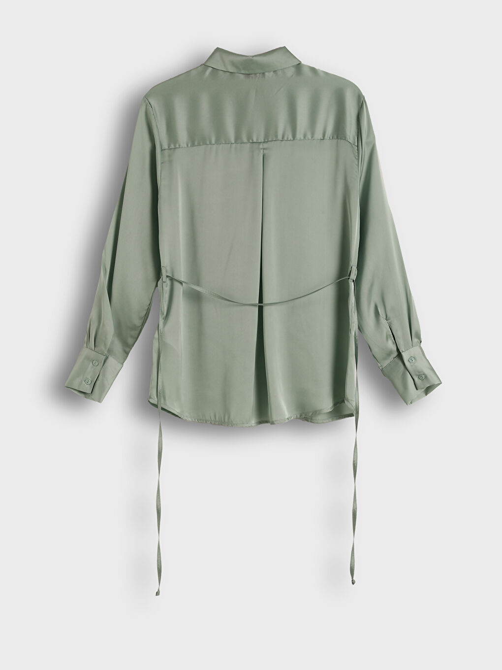 قميص نسائي بياقة قميص وكم طويل-1