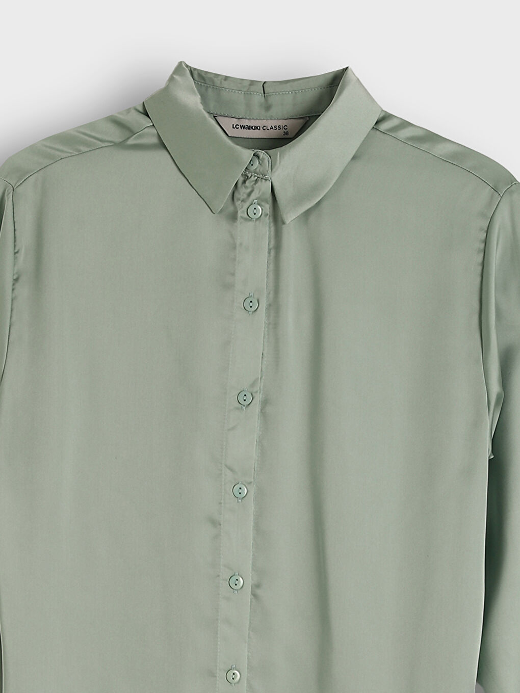 قميص نسائي بياقة قميص وكم طويل-2