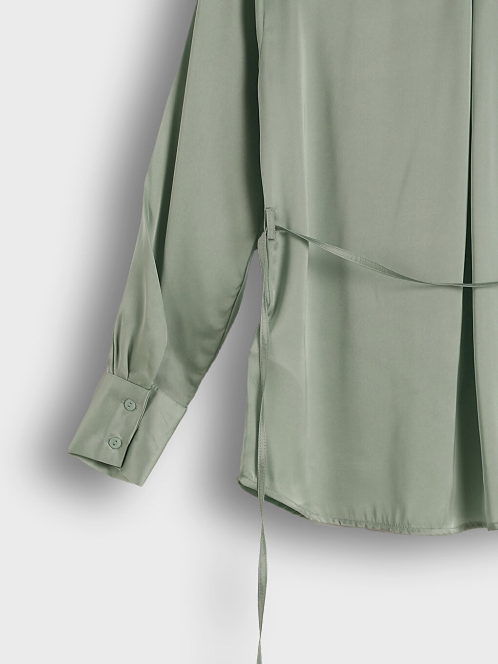 قميص نسائي بياقة قميص وكم طويل-3