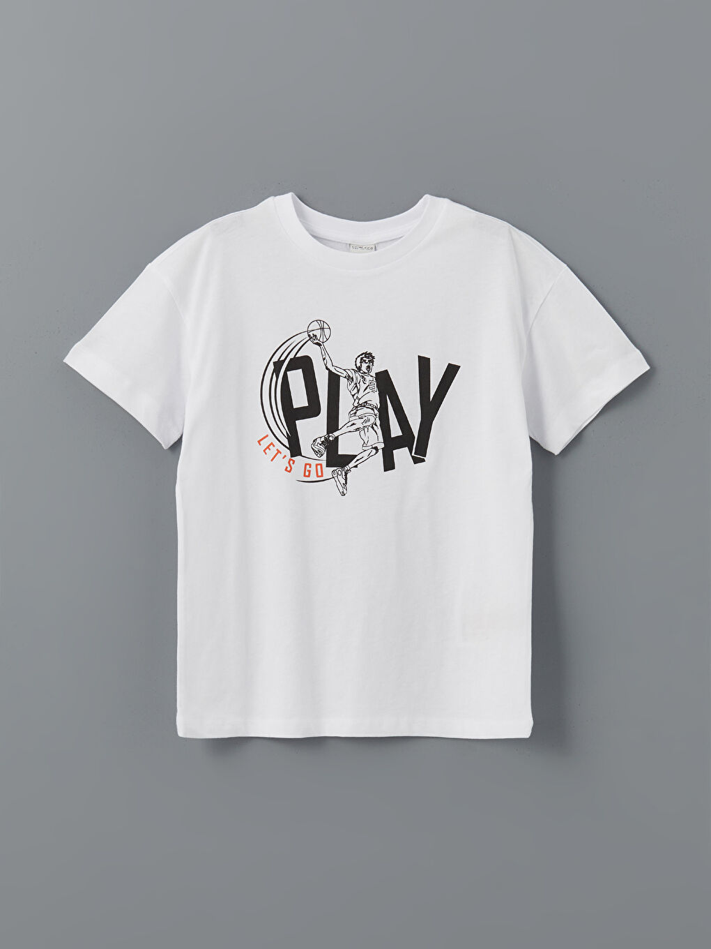 Beyaz Bisiklet Yaka Erkek Çocuk Tişört