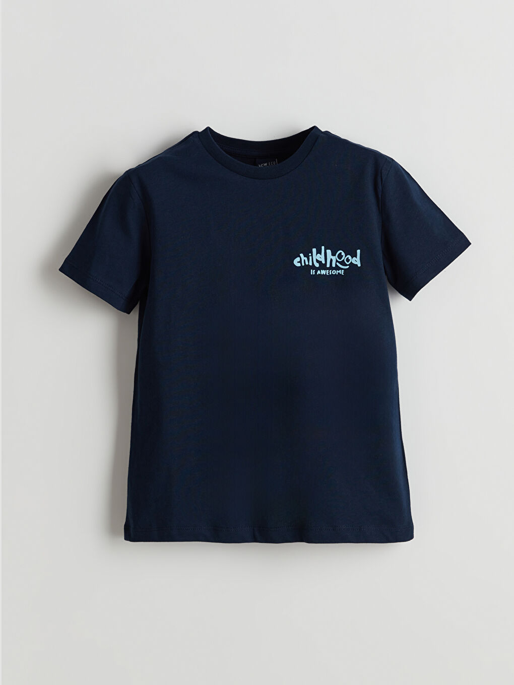 Lacivert Bisiklet Yaka Erkek Çocuk Tişört