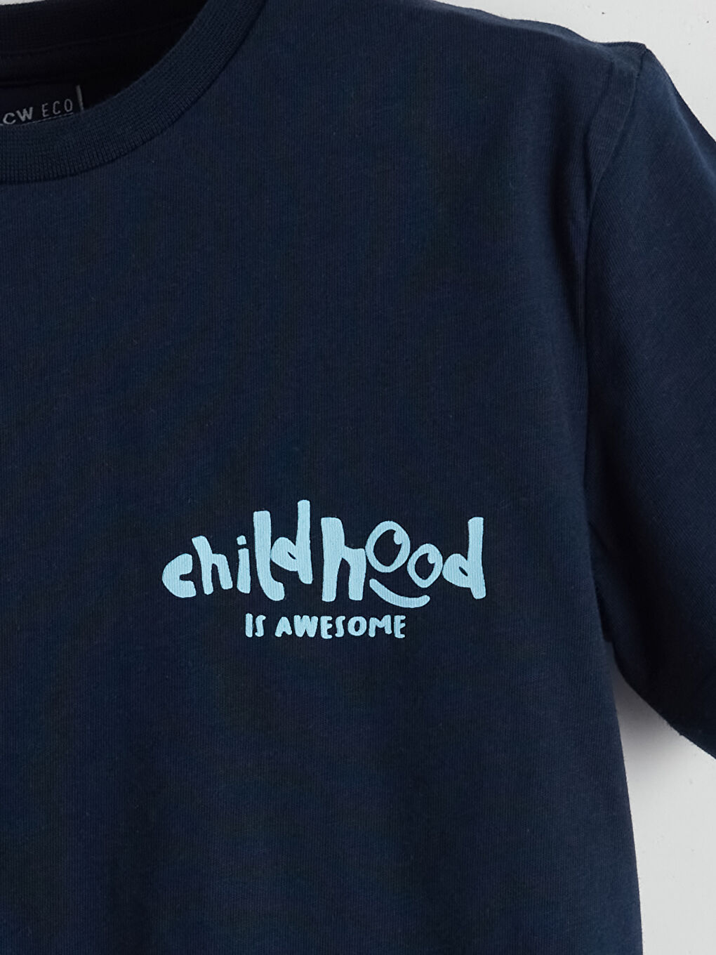 Lacivert Bisiklet Yaka Erkek Çocuk Tişört-2