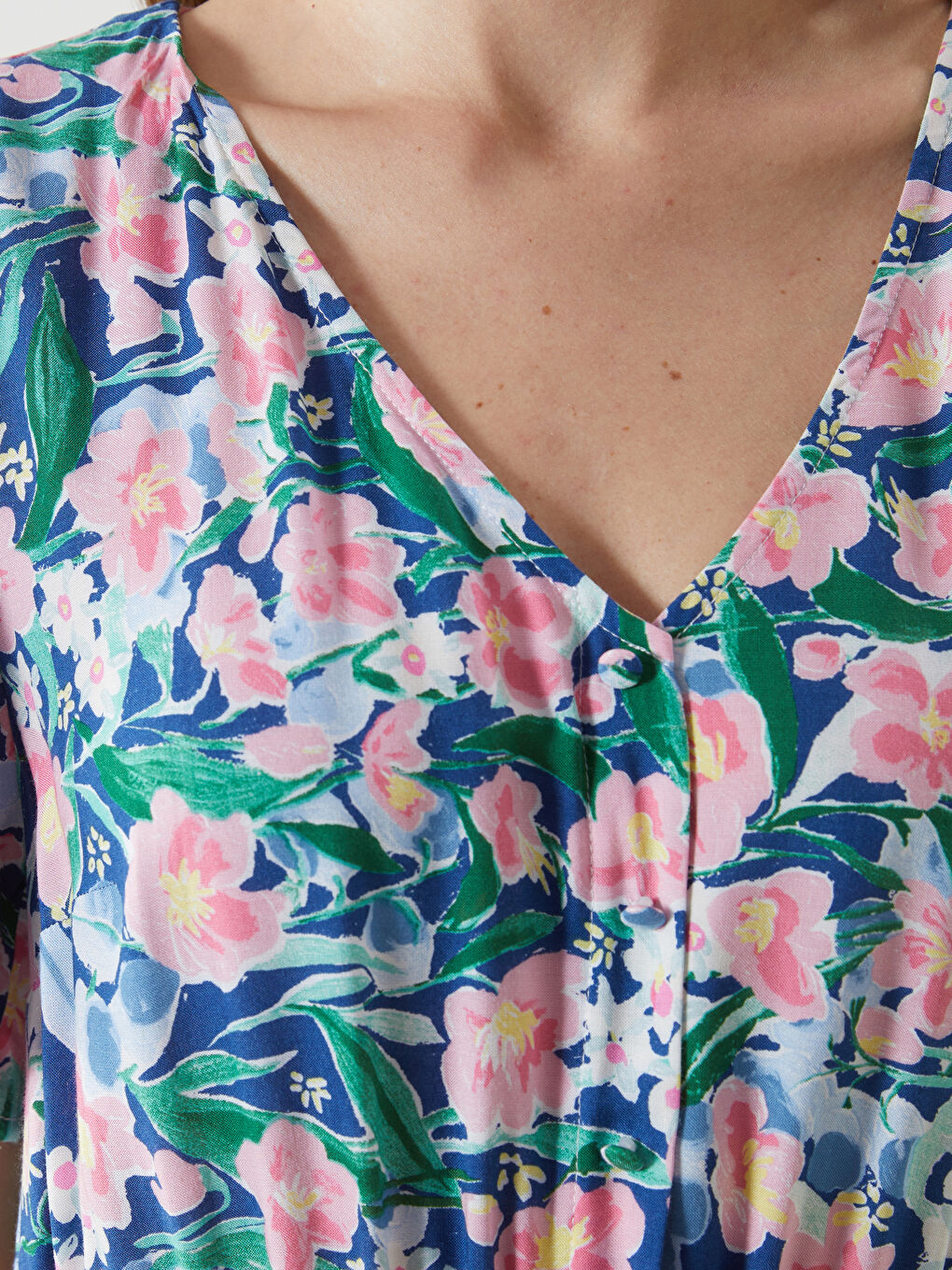 V-Neck Floral Women's Dress -S5IU86Z8-F9C