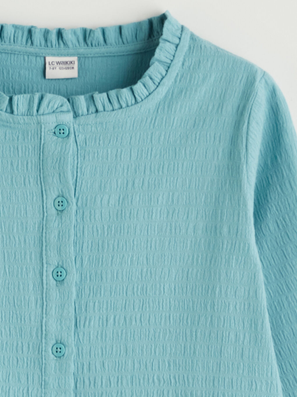 Yeşil Fırfır Detaylı Kız Çocuk Gömlek-3