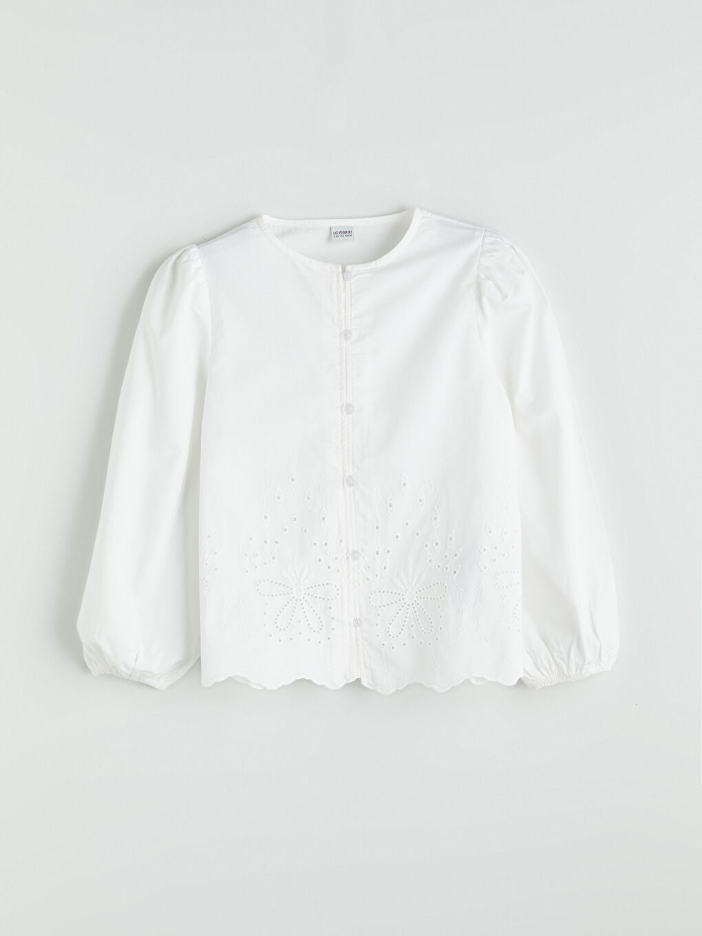 Ekru Bisiklet Yaka Fisto Detaylı Kız Çocuk Gömlek-2