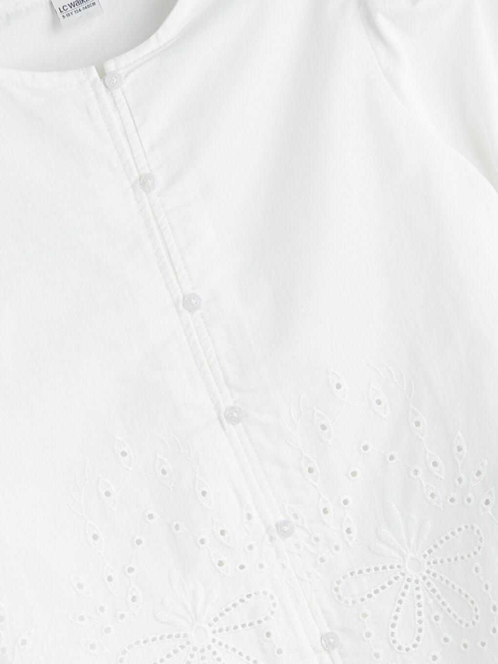 Ekru Bisiklet Yaka Fisto Detaylı Kız Çocuk Gömlek-3