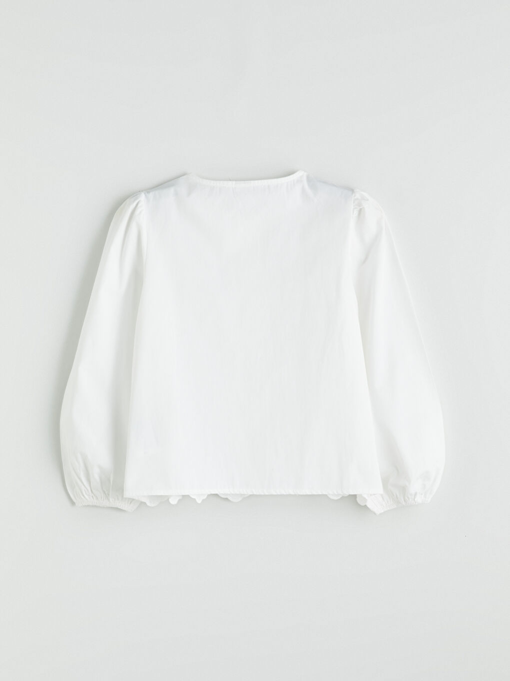 Ekru Bisiklet Yaka Fisto Detaylı Kız Çocuk Gömlek-4