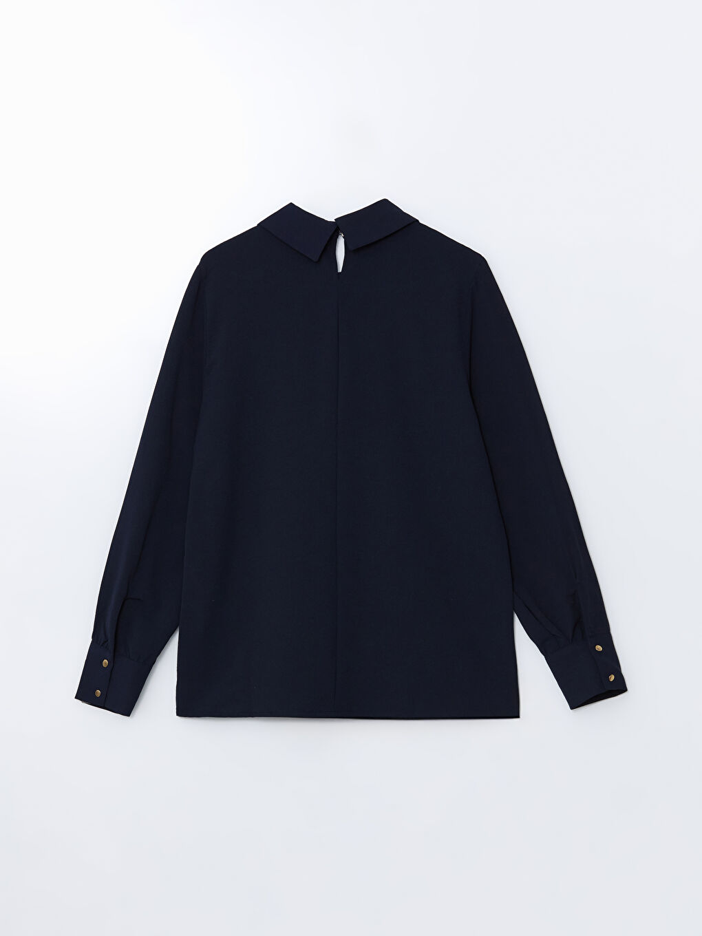 Lacivert Gömlek Yaka Düz Kadın Bluz-5