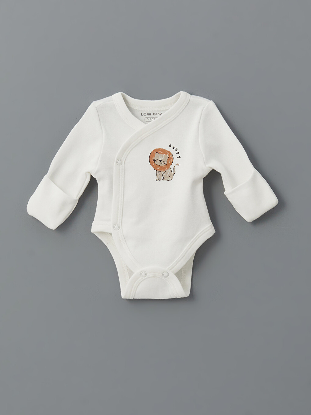 Ekru Kruvaze Yaka Erkek Bebek Çıtçıtlı Body