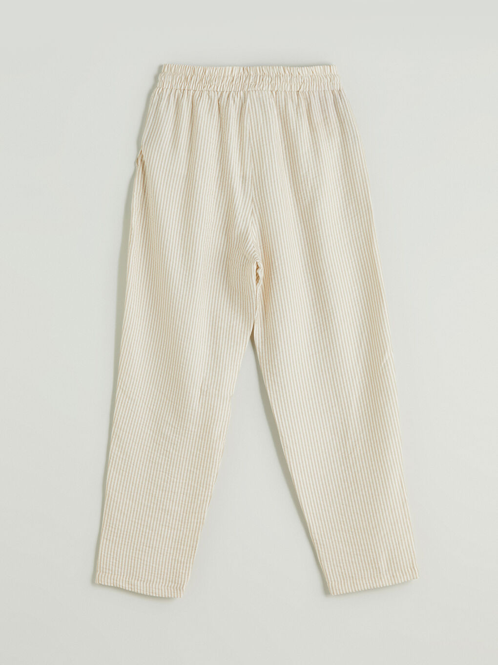 Elastic Waist Carrot Fit Striped Women's Trousers-5